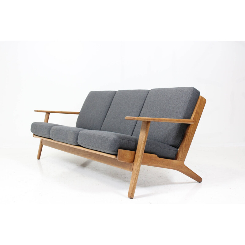 Getama "GE290" 3-seater sofa in oak and grey fabric, Hans J. WEGNER - 1960s