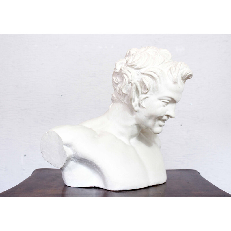 Bust of satyr said faun of vienna vintage in plaster