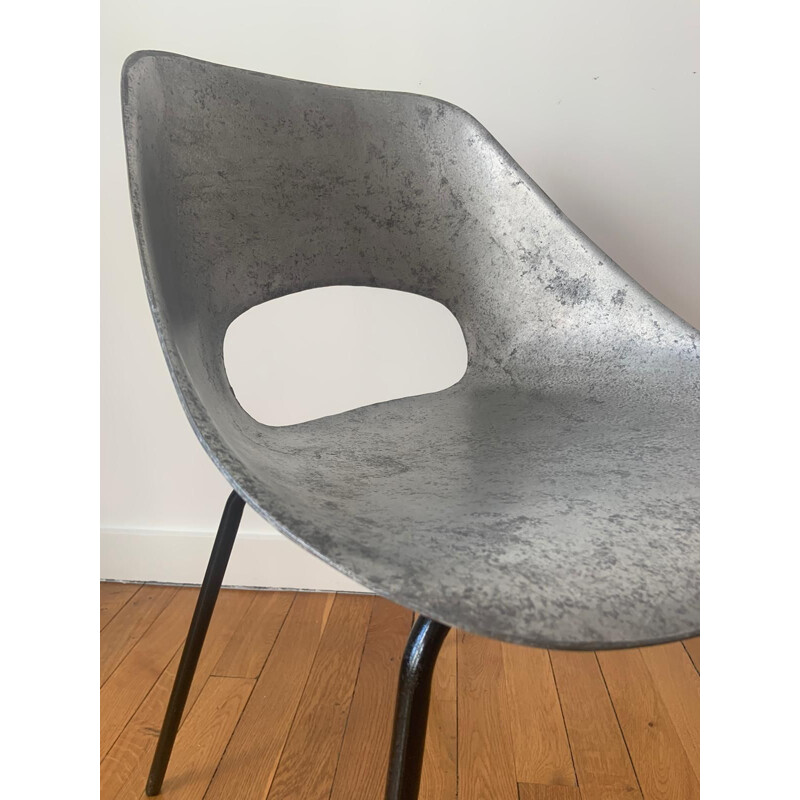 Vintage aluminium Tulip chair by Pierre Guariche for Steiner, 1950s