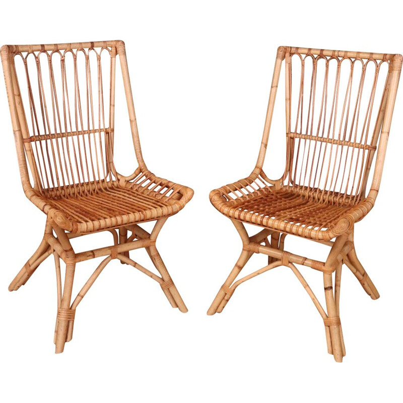 Pair of vintage rattan chairs, 1960-1970s