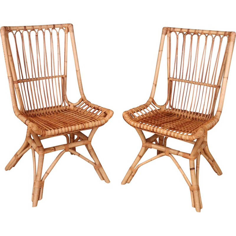 Ein Paar Vintage-Stühle aus Rattan, 1960-1970