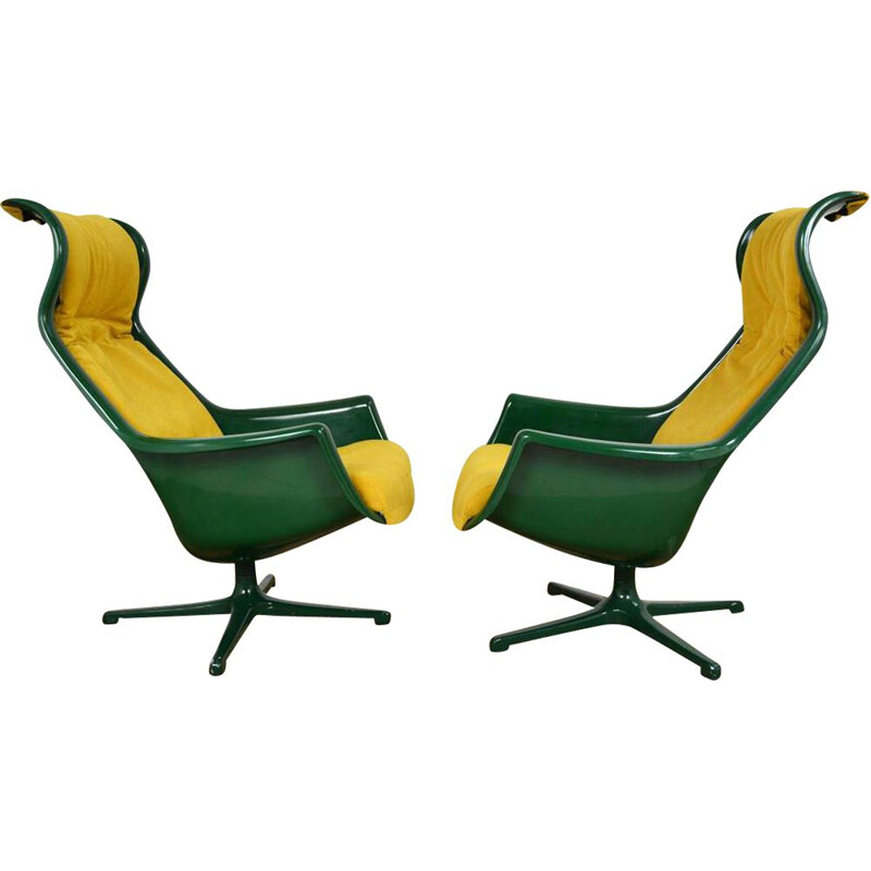 Paire de fauteuils vintage pivotants par Alf Svensson et Yngve Sandström pour Dux, Suède