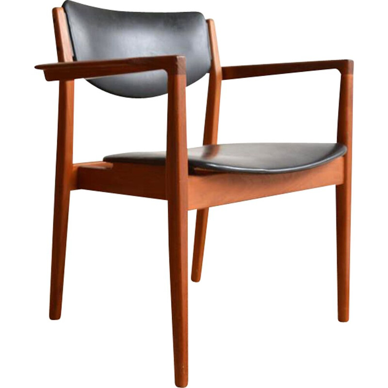 Vintage armchair number 196 in leather and teak by Finn Juhl for France & SØN, 1960