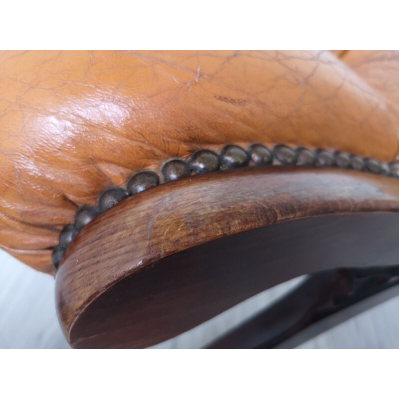 Mid-century leather footstool