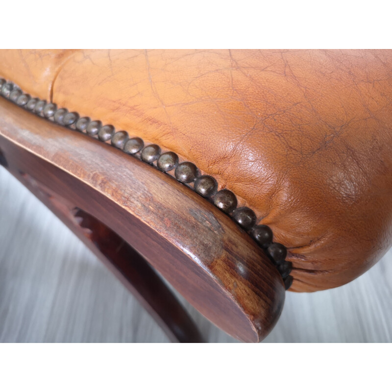 Mid-century leather footstool