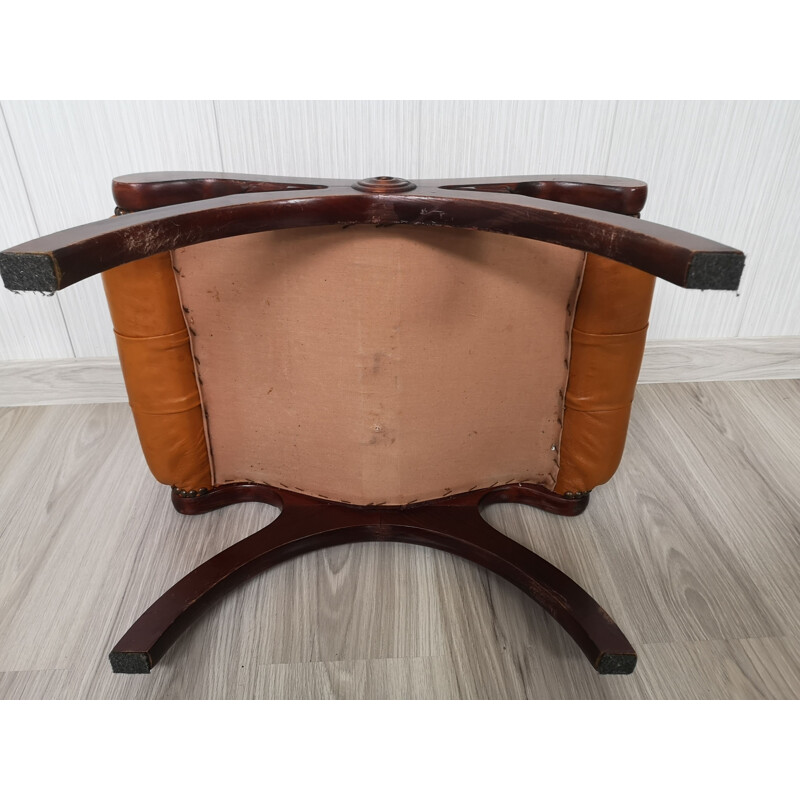 Mid-century leather footstool