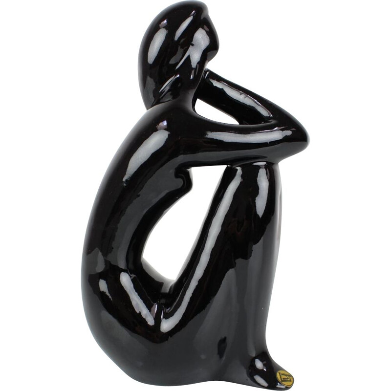 Sculpture vintage en céramique représentant une femme assise par Jitka Forejtová, Tchécoslovaquie 1970