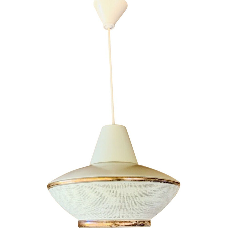 Vintage UFO opaline pendant lamp, 1950-1960