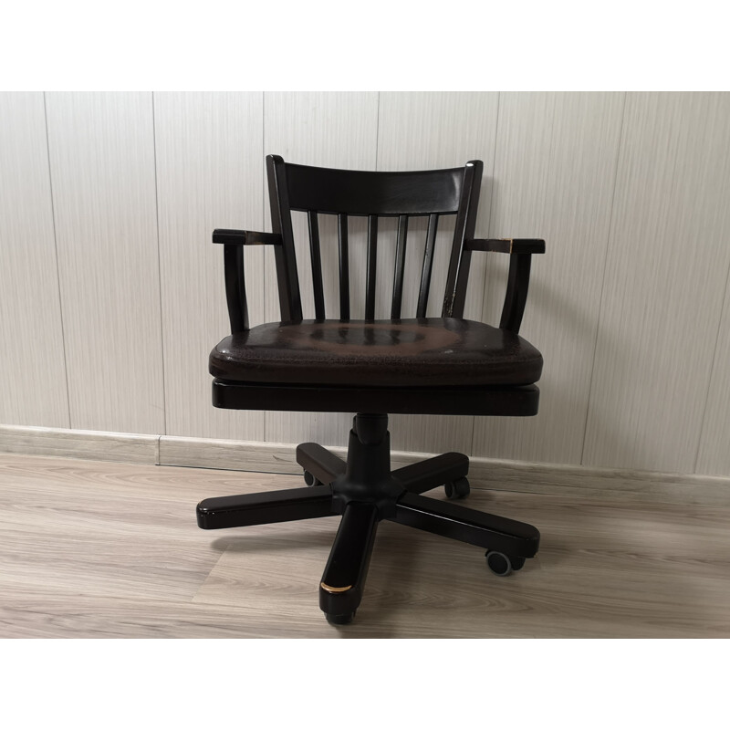 Chaise de bureau vintage en bois