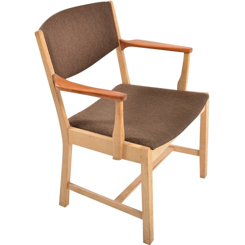 Danish desk chair in oakwood and dark brown fabric - 1960s