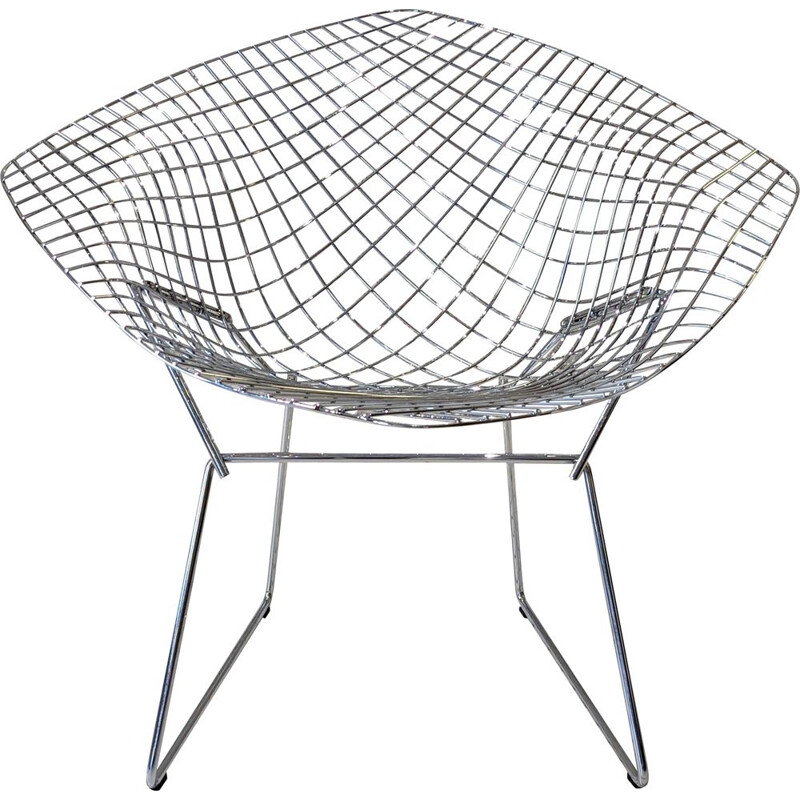 Fauteuil vintage Diamond en acier chromé par Harry Bertoia pour Knoll, 1970