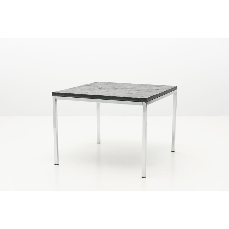 Mid-century square modernist low table in slate, 1950s