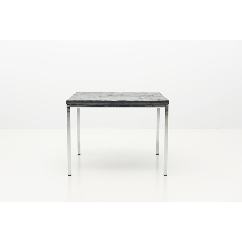 Table basse carrée moderniste vintage en ardoise, 1950