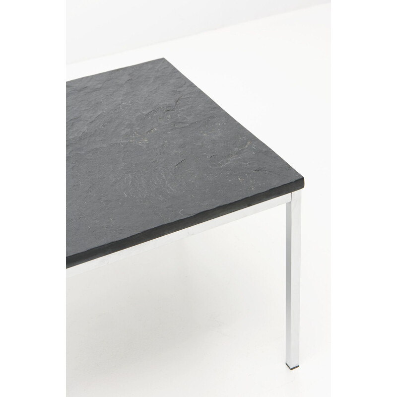 Mid-century square modernist low table in slate, 1950s