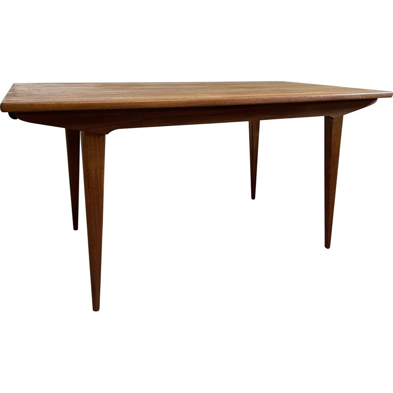 Folding vintage teak dining table for Ameublement NF, France 1960s