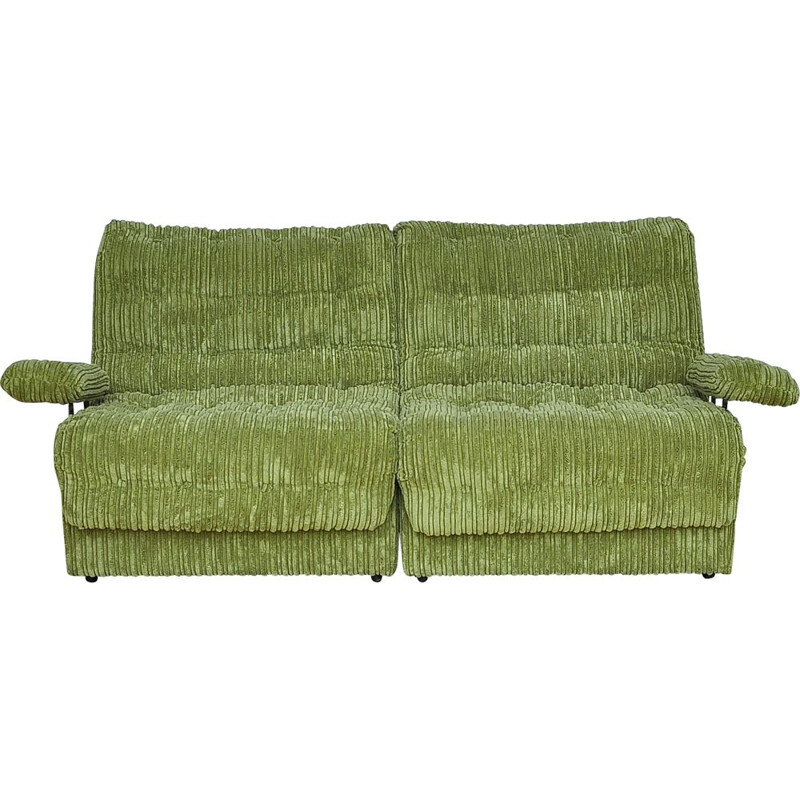 Mid-century two-seater corduroy modular sofa, 1970s