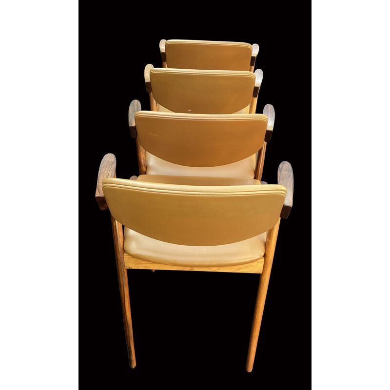 Ensemble de 4 chaises vintage modèle 42 santos en palissandre par Kai Kristiansen