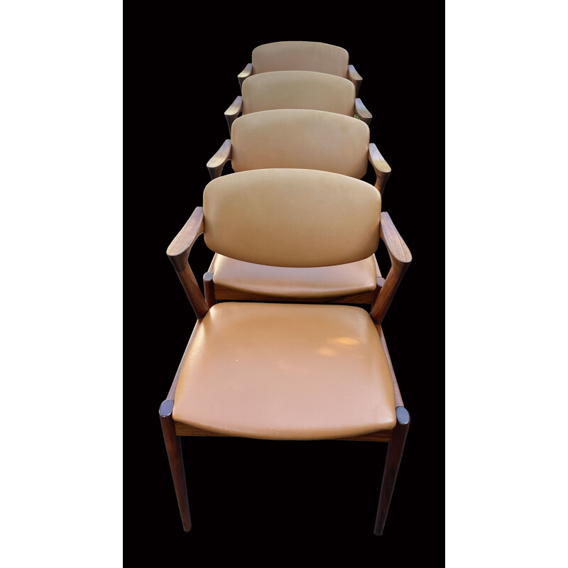 Conjunto de 4 cadeiras vintage modelo 42 santos em pau-rosa de Kai Kristiansen