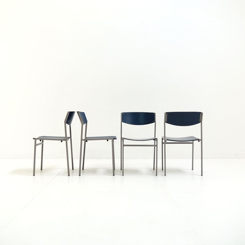 Ensemble de 4 chaises de salle à manger vintage par Gijs Van Der Sluis