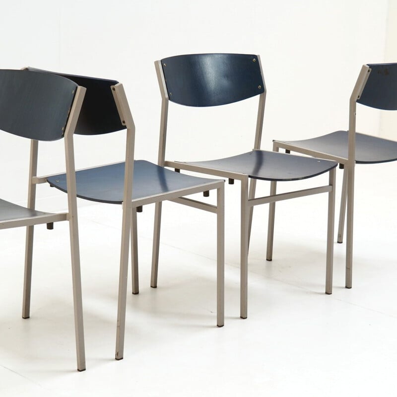 Ensemble de 4 chaises de salle à manger vintage par Gijs Van Der Sluis