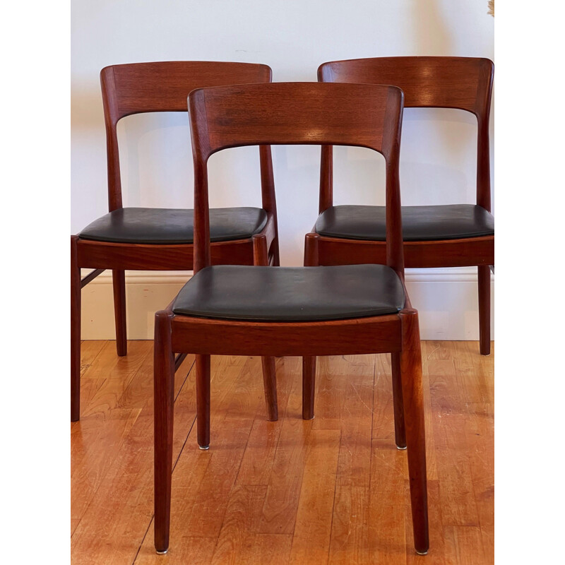 Set of 4 vintage Danish teak chairs by Henning Kjaernulf, 1960s