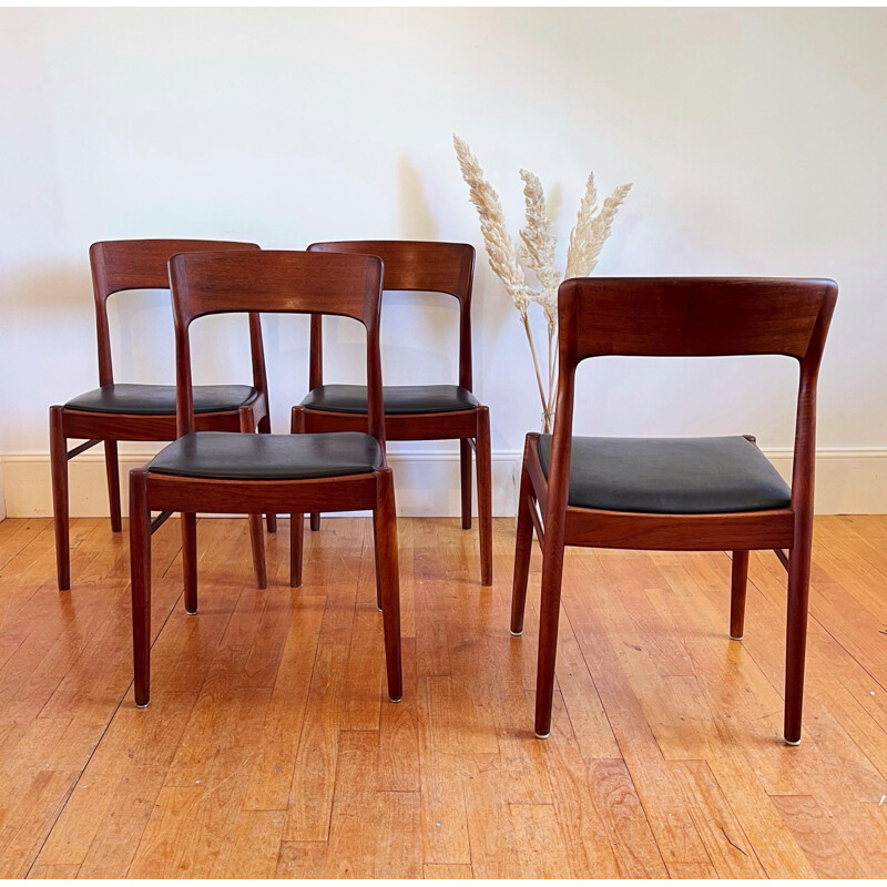 Set of 4 vintage Danish teak chairs by Henning Kjaernulf, 1960s