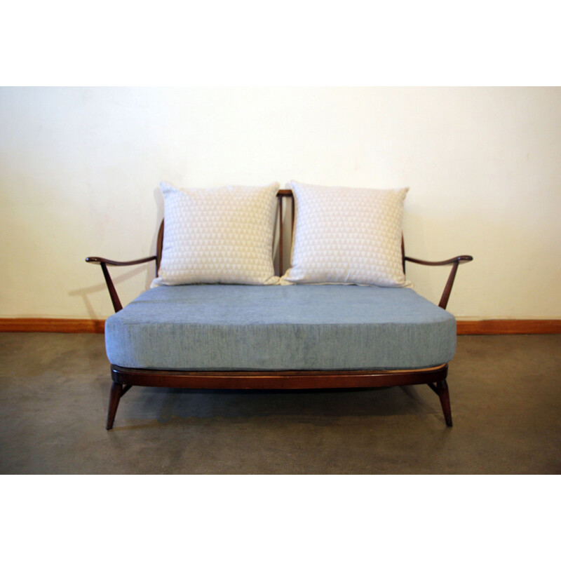 Vintage pastel blue sofa by Ercol