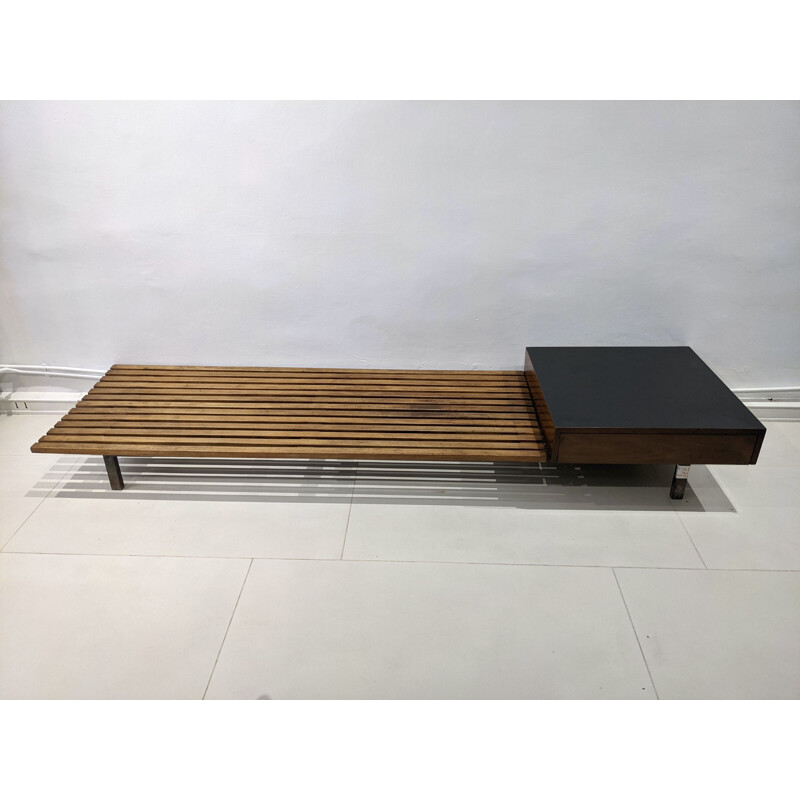 Vintage cansado bench with drawers by Charlotte Perriand, Africa 1954s