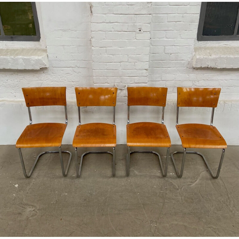 Set of 4 vintage tubular chairs by Mart Stam, 1930s