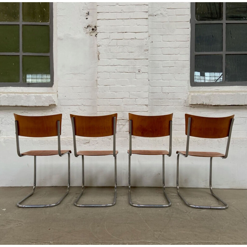 Set of 4 vintage tubular chairs by Mart Stam, 1930s