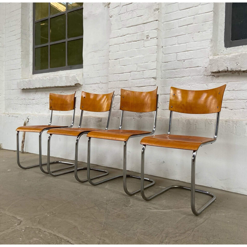 Set of 4 vintage tubular chairs by Mart Stam, 1930s