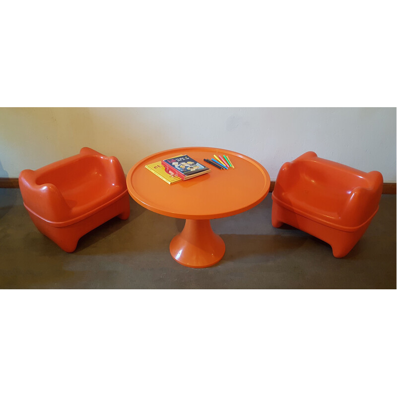 Salón infantil vintage con 2 sillones Zorro para Meurop