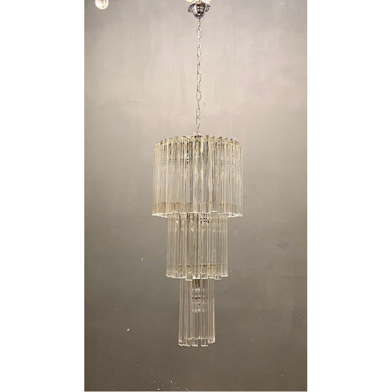 Vintage prism chandelier in Murano glass by Paolo Venini