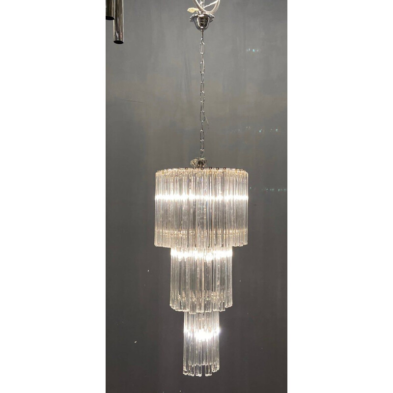 Vintage prism chandelier in Murano glass by Paolo Venini