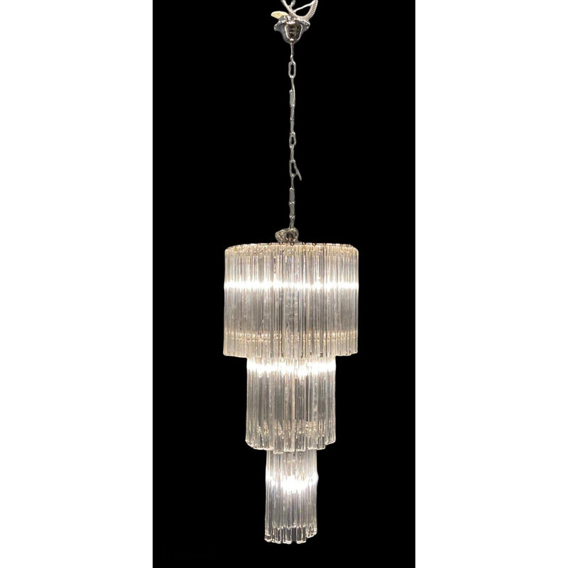 Vintage prism chandelier in Murano glass by Paolo Venini