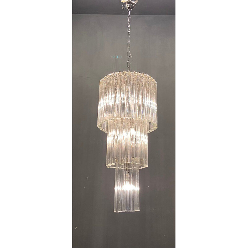 Vintage prism chandelier in Murano glass by Paolo Venini