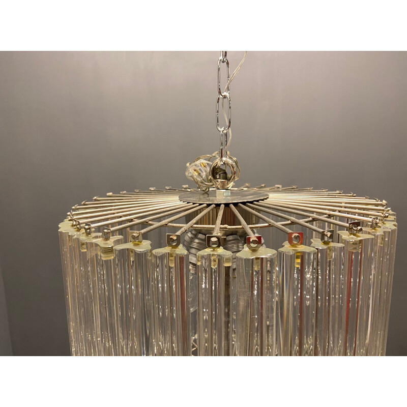 Vintage prism chandelier in Murano glass by Paolo Venini