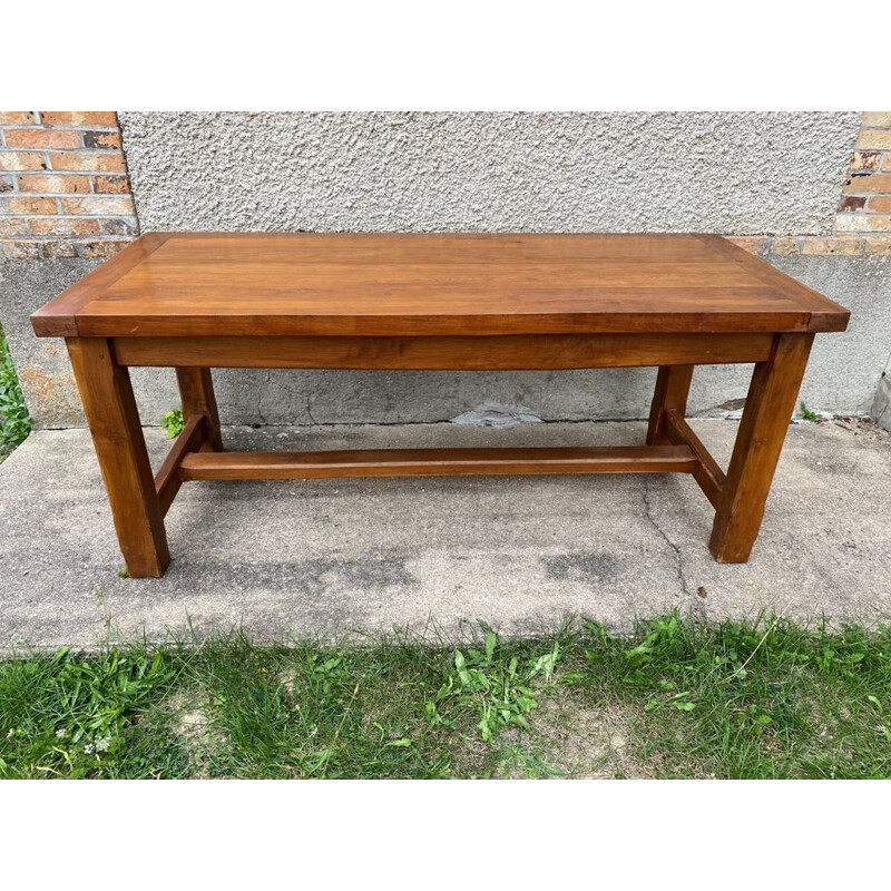 Vintage solid oak farm table with 2 drawers