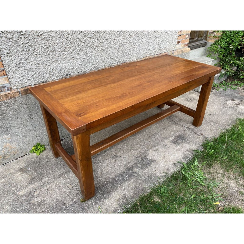 Vintage solid oak farm table with 2 drawers