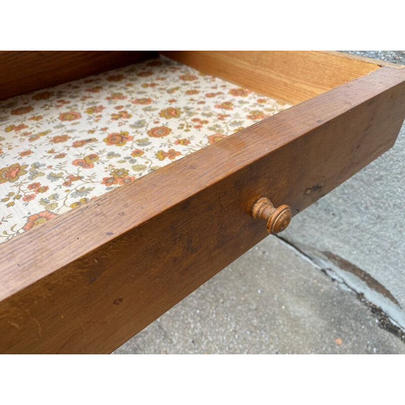 Vintage solid oak farm table with 2 drawers