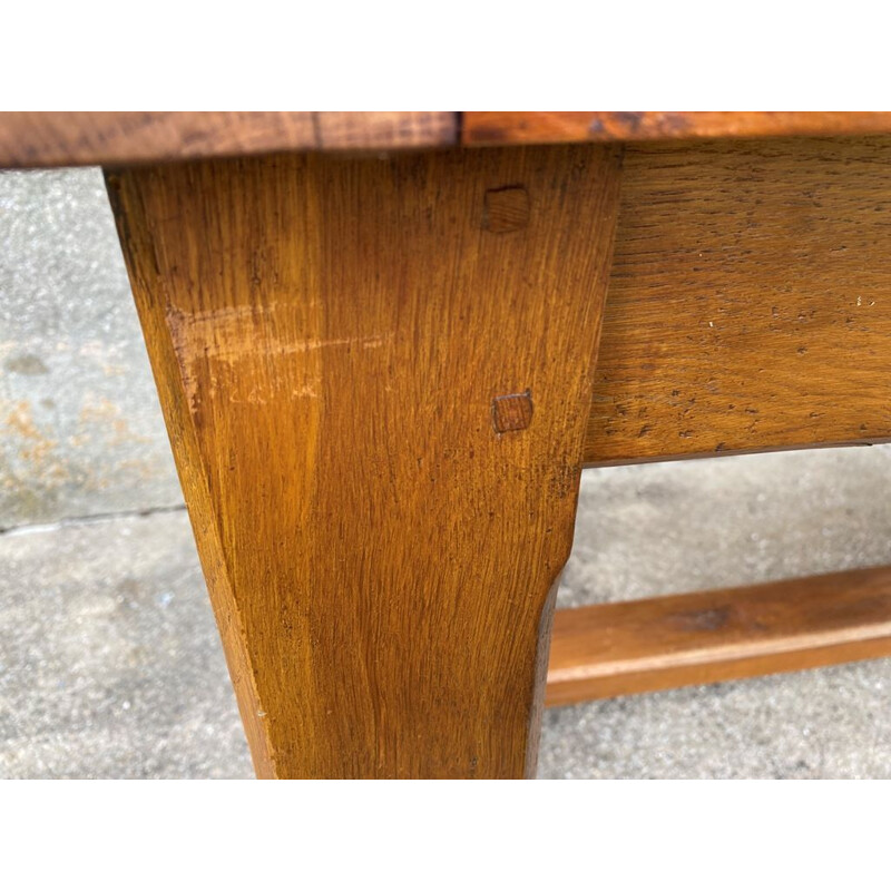 Vintage solid oak farm table with 2 drawers