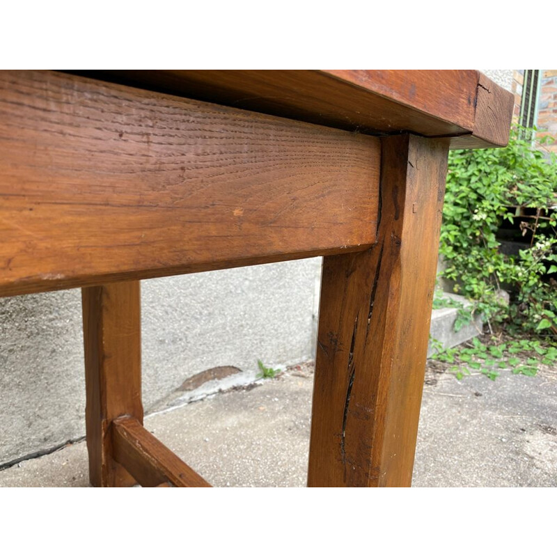 Vintage solid oak farm table with 2 drawers