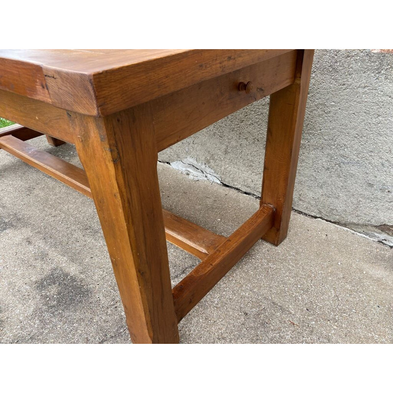 Vintage solid oak farm table with 2 drawers