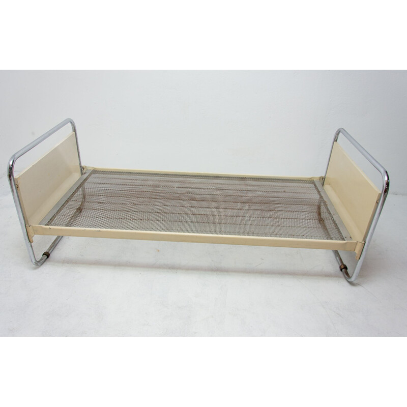 Vintage tubular steel bed by Slezák, Czechoslovakia 1930