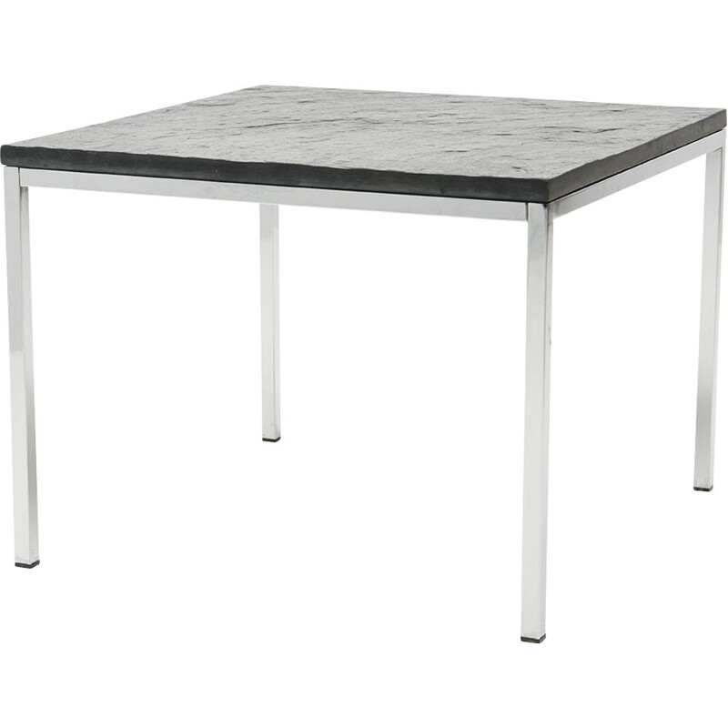 Mid-century square modernist low table in slate, 1950s