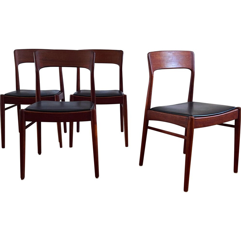 Set of 4 vintage Danish teak chairs by Henning Kjaernulf, 1960s