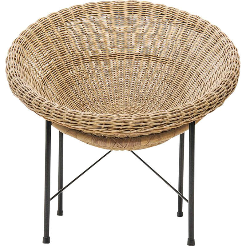 Mid-century basket chair by Rohé Noordwolde, Netherlands 1970s