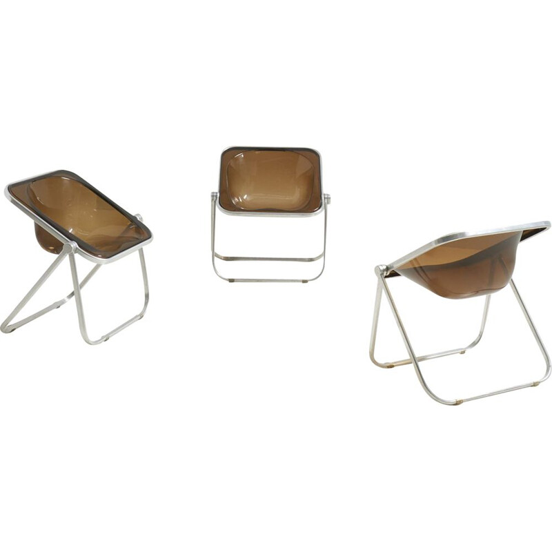 Set of 3 vintage 'Plona' chairs by Giancarlo Piretti for Castelli, Italy 1970s
