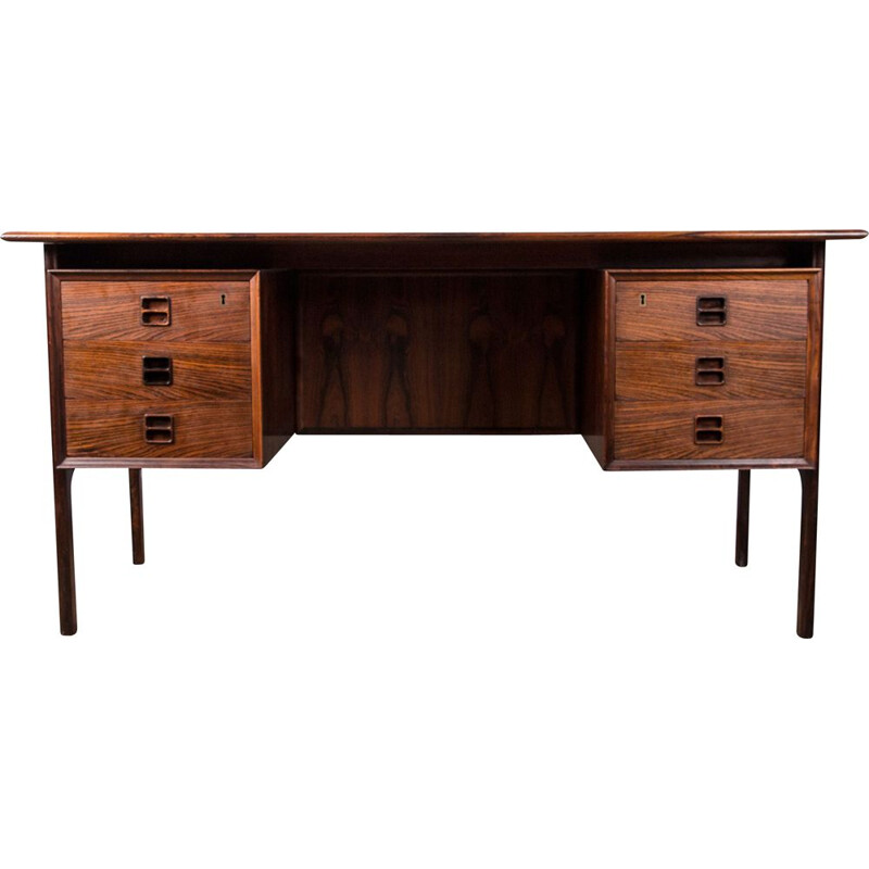 Bureau ministre vintage double face Danois en Palissandre de Rio par Arne Vodder, 1960