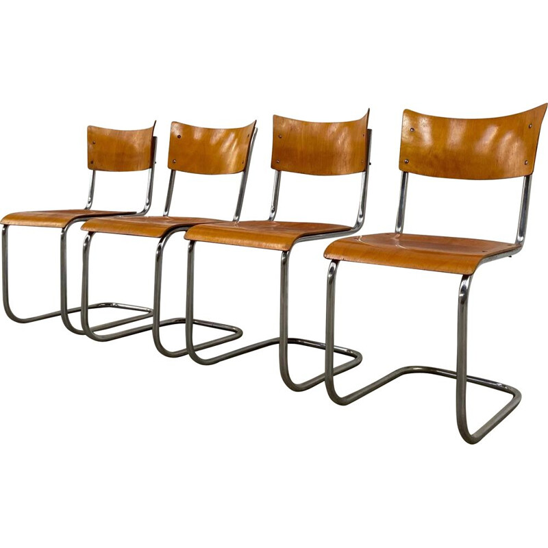 Set of 4 vintage tubular chairs by Mart Stam, 1930s
